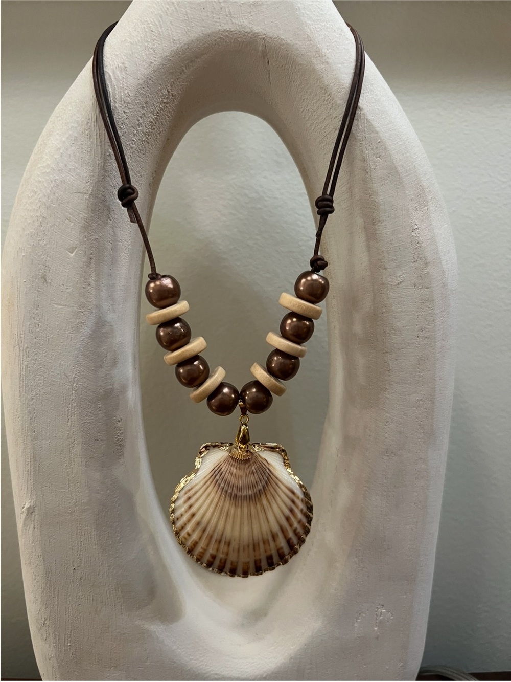 Handcrafted Brown Shell Pendant Necklace